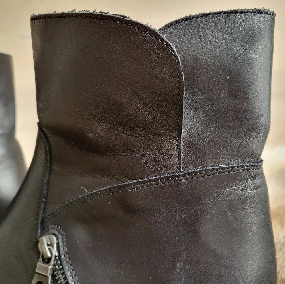 EUC Lumberjack Leather Moto Boots Wedge Heel size 39